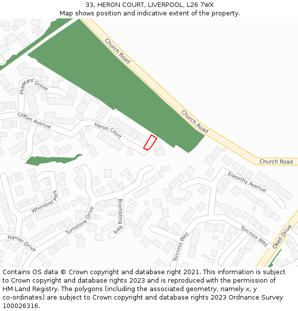 33, HERON COURT, LIVERPOOL, L26 7WX: Location map and indicative extent of plot