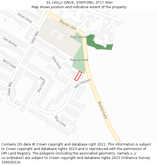 33, HOLLY DRIVE, STAFFORD, ST17 0NH: Location map and indicative extent of plot