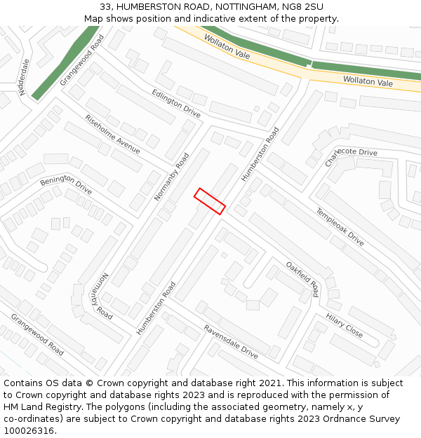 33, HUMBERSTON ROAD, NOTTINGHAM, NG8 2SU: Location map and indicative extent of plot