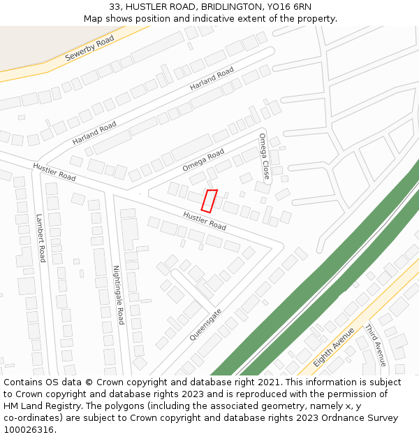 33, HUSTLER ROAD, BRIDLINGTON, YO16 6RN: Location map and indicative extent of plot
