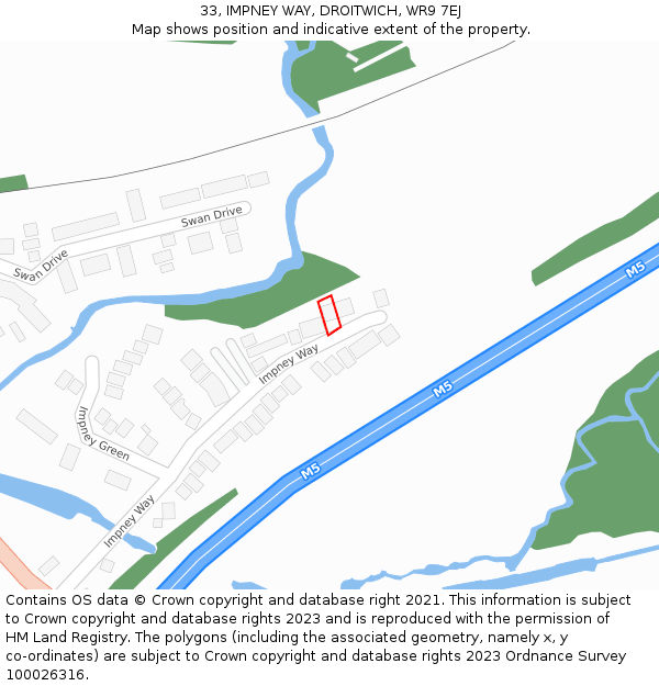 33, IMPNEY WAY, DROITWICH, WR9 7EJ: Location map and indicative extent of plot