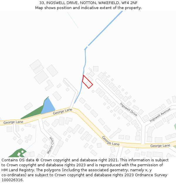 33, INGSWELL DRIVE, NOTTON, WAKEFIELD, WF4 2NF: Location map and indicative extent of plot