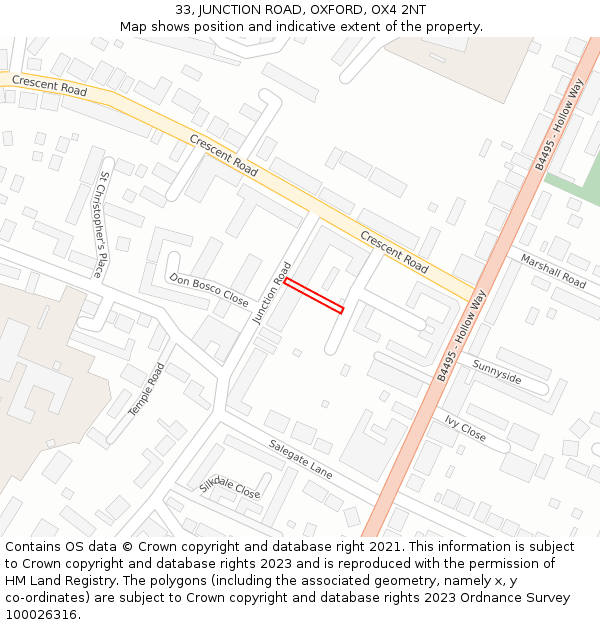 33, JUNCTION ROAD, OXFORD, OX4 2NT: Location map and indicative extent of plot
