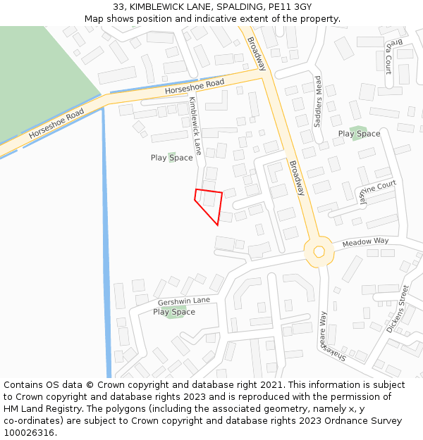 33, KIMBLEWICK LANE, SPALDING, PE11 3GY: Location map and indicative extent of plot