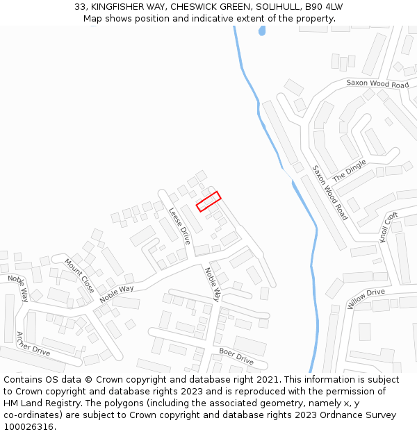 33, KINGFISHER WAY, CHESWICK GREEN, SOLIHULL, B90 4LW: Location map and indicative extent of plot