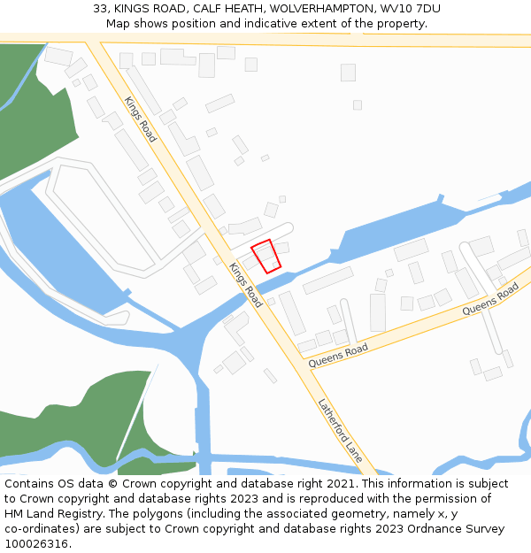 33, KINGS ROAD, CALF HEATH, WOLVERHAMPTON, WV10 7DU: Location map and indicative extent of plot