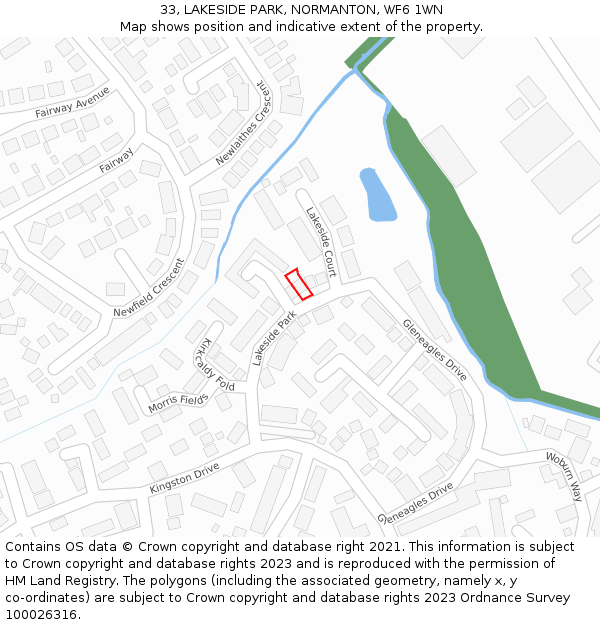 33, LAKESIDE PARK, NORMANTON, WF6 1WN: Location map and indicative extent of plot