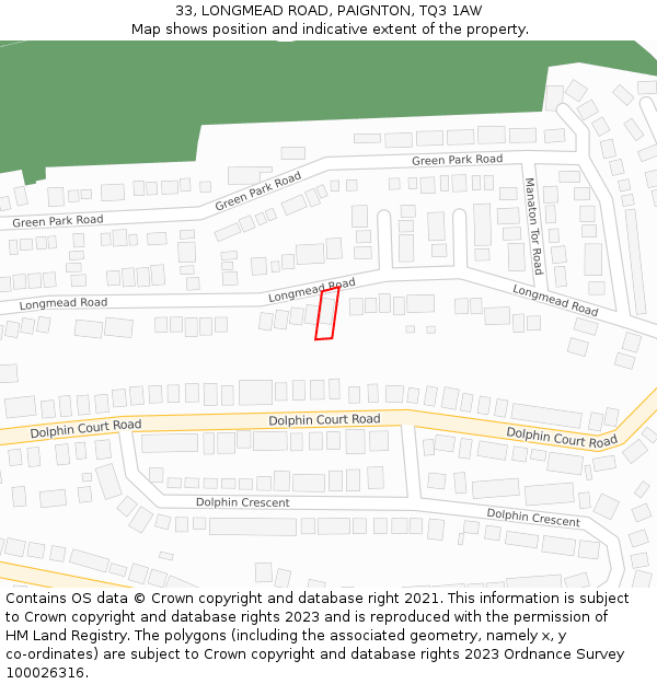 33, LONGMEAD ROAD, PAIGNTON, TQ3 1AW: Location map and indicative extent of plot