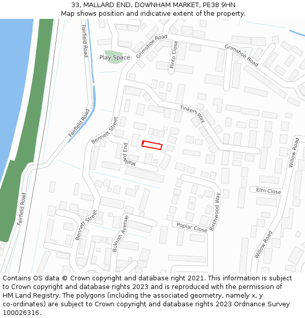 33, MALLARD END, DOWNHAM MARKET, PE38 9HN: Location map and indicative extent of plot