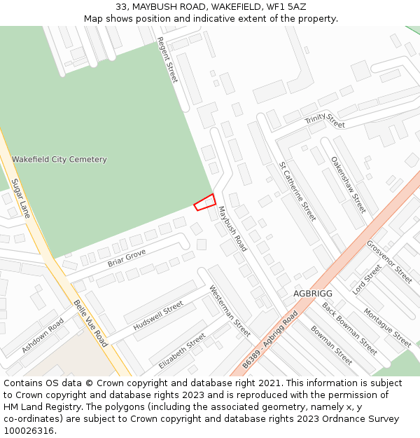 33, MAYBUSH ROAD, WAKEFIELD, WF1 5AZ: Location map and indicative extent of plot