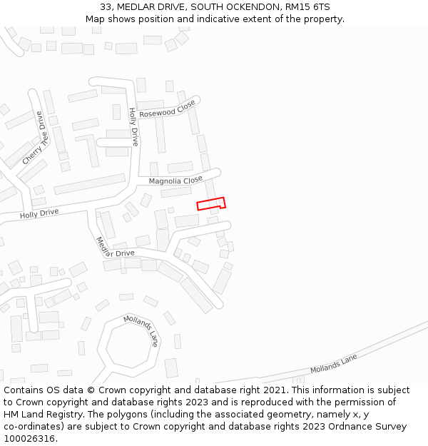 33, MEDLAR DRIVE, SOUTH OCKENDON, RM15 6TS: Location map and indicative extent of plot