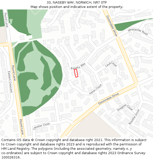 33, NASEBY WAY, NORWICH, NR7 0TP: Location map and indicative extent of plot