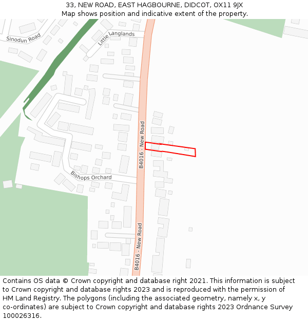 33, NEW ROAD, EAST HAGBOURNE, DIDCOT, OX11 9JX: Location map and indicative extent of plot