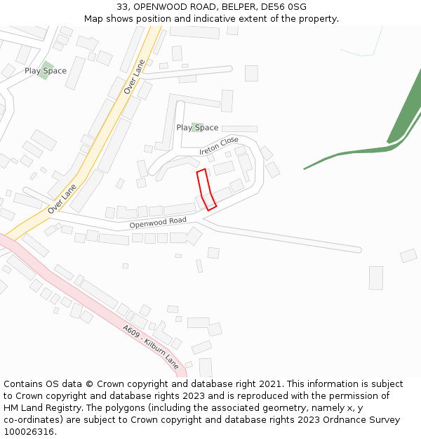 33, OPENWOOD ROAD, BELPER, DE56 0SG: Location map and indicative extent of plot