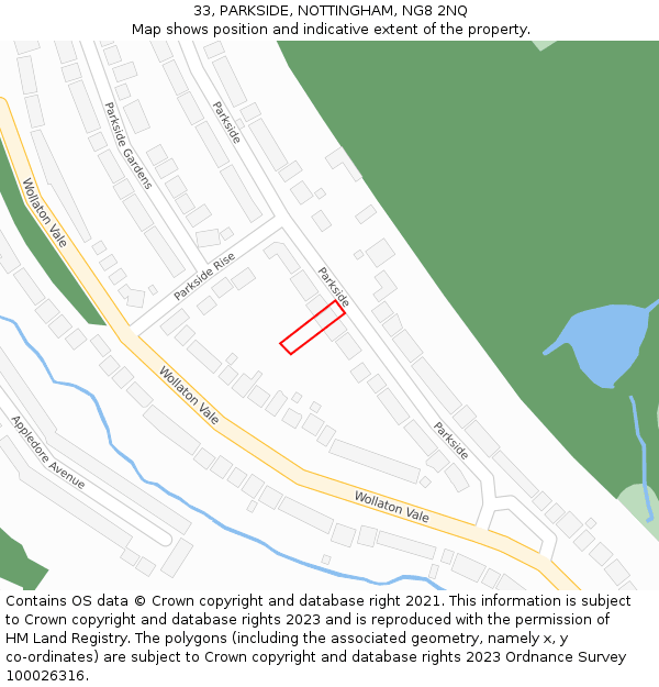 33, PARKSIDE, NOTTINGHAM, NG8 2NQ: Location map and indicative extent of plot