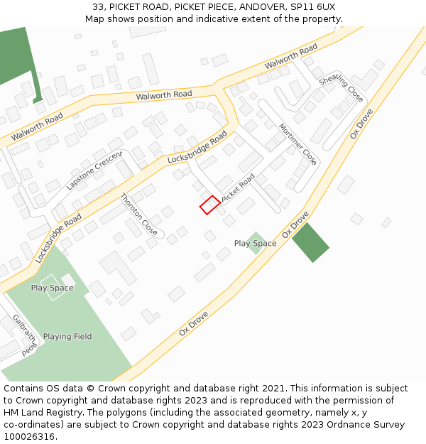 33, PICKET ROAD, PICKET PIECE, ANDOVER, SP11 6UX: Location map and indicative extent of plot