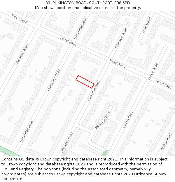 33, PILKINGTON ROAD, SOUTHPORT, PR8 6PD: Location map and indicative extent of plot