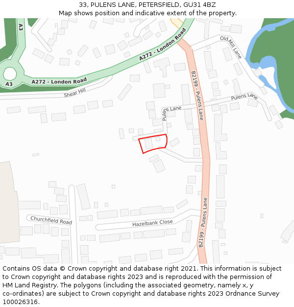 33, PULENS LANE, PETERSFIELD, GU31 4BZ: Location map and indicative extent of plot