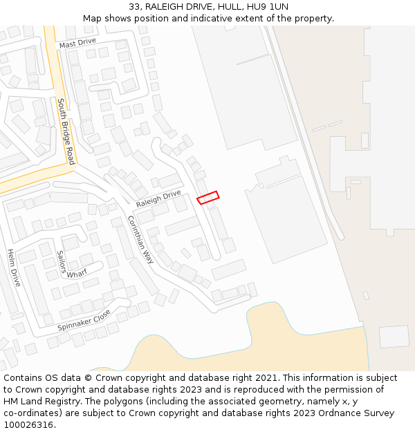 33, RALEIGH DRIVE, HULL, HU9 1UN: Location map and indicative extent of plot