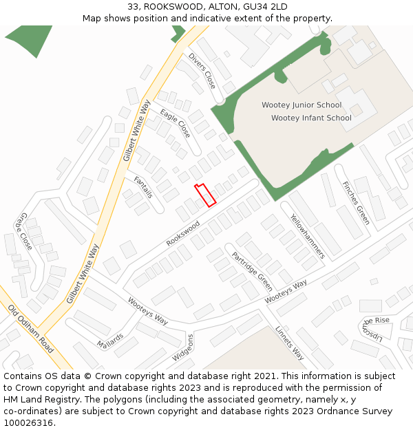 33, ROOKSWOOD, ALTON, GU34 2LD: Location map and indicative extent of plot