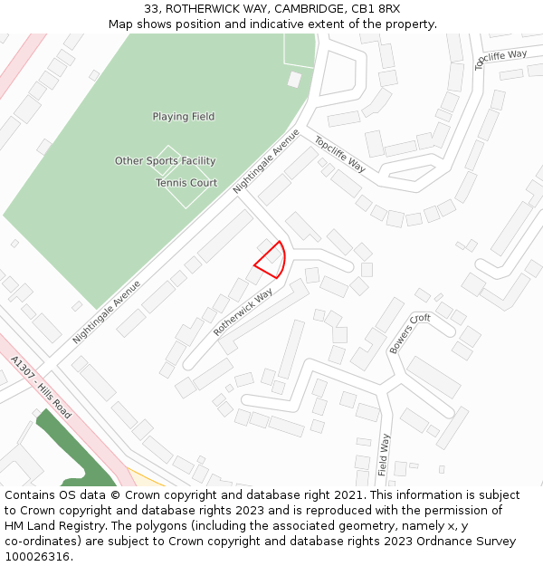 33, ROTHERWICK WAY, CAMBRIDGE, CB1 8RX: Location map and indicative extent of plot