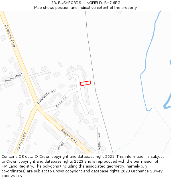 33, RUSHFORDS, LINGFIELD, RH7 6EG: Location map and indicative extent of plot