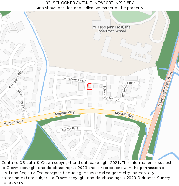 33, SCHOONER AVENUE, NEWPORT, NP10 8EY: Location map and indicative extent of plot