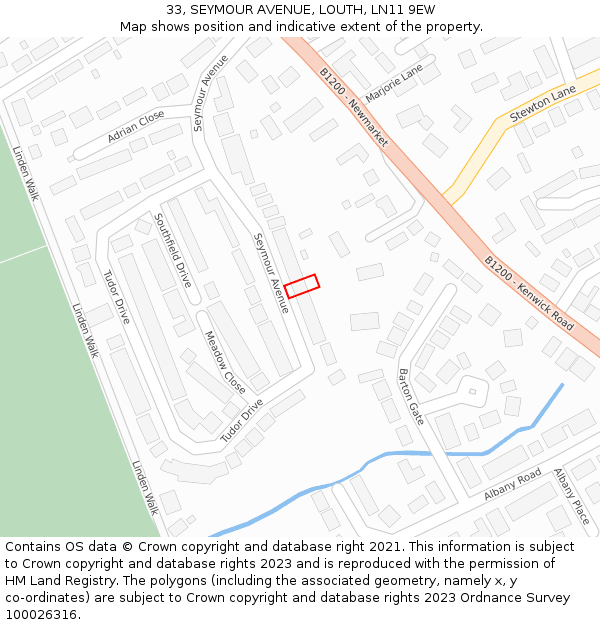 33, SEYMOUR AVENUE, LOUTH, LN11 9EW: Location map and indicative extent of plot