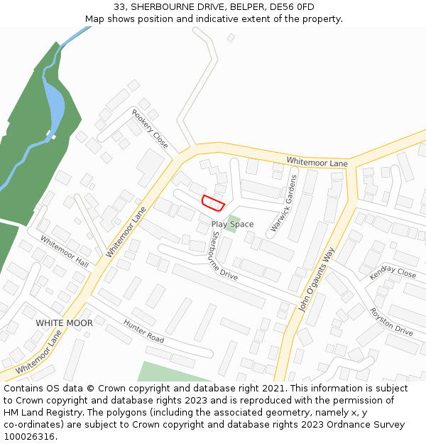 33, SHERBOURNE DRIVE, BELPER, DE56 0FD: Location map and indicative extent of plot