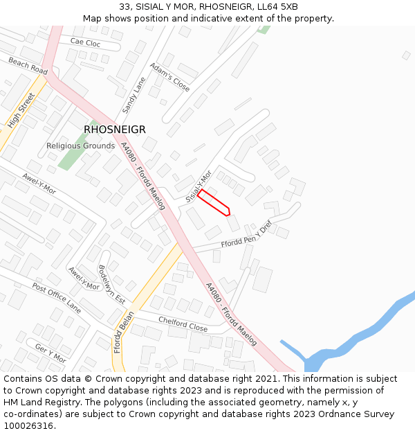 33, SISIAL Y MOR, RHOSNEIGR, LL64 5XB: Location map and indicative extent of plot