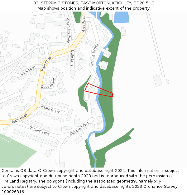 33, STEPPING STONES, EAST MORTON, KEIGHLEY, BD20 5UG: Location map and indicative extent of plot