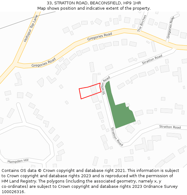 33, STRATTON ROAD, BEACONSFIELD, HP9 1HR: Location map and indicative extent of plot