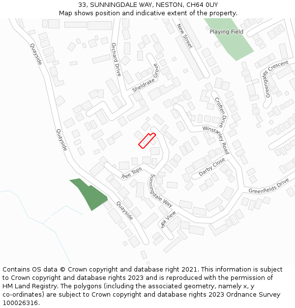 33, SUNNINGDALE WAY, NESTON, CH64 0UY: Location map and indicative extent of plot