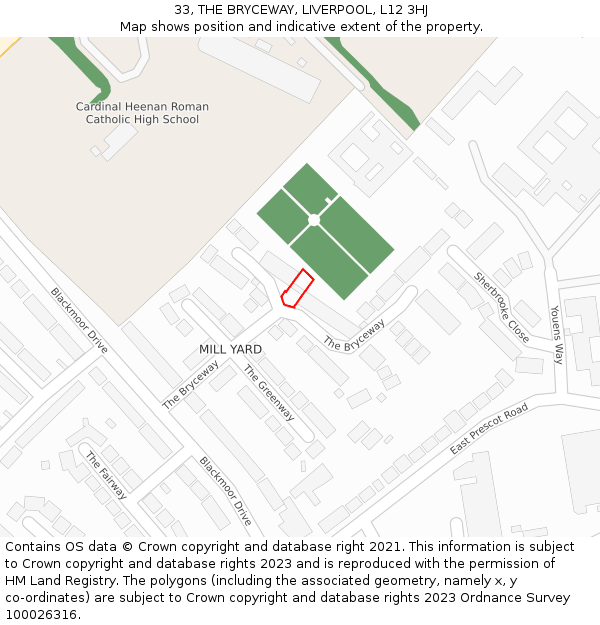 33, THE BRYCEWAY, LIVERPOOL, L12 3HJ: Location map and indicative extent of plot