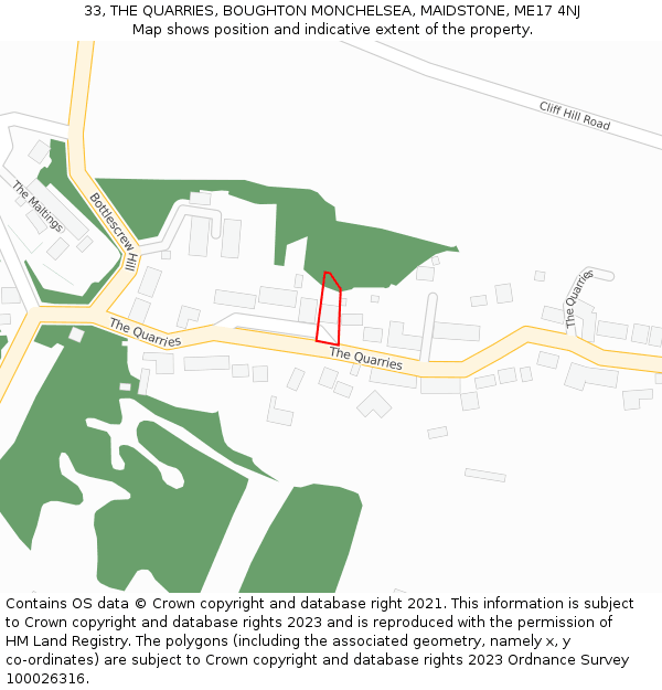 33, THE QUARRIES, BOUGHTON MONCHELSEA, MAIDSTONE, ME17 4NJ: Location map and indicative extent of plot