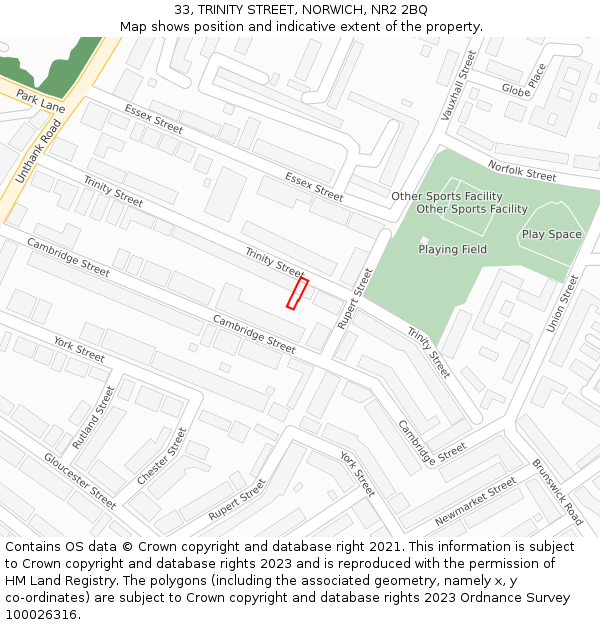 33, TRINITY STREET, NORWICH, NR2 2BQ: Location map and indicative extent of plot