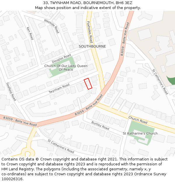 33, TWYNHAM ROAD, BOURNEMOUTH, BH6 3EZ: Location map and indicative extent of plot