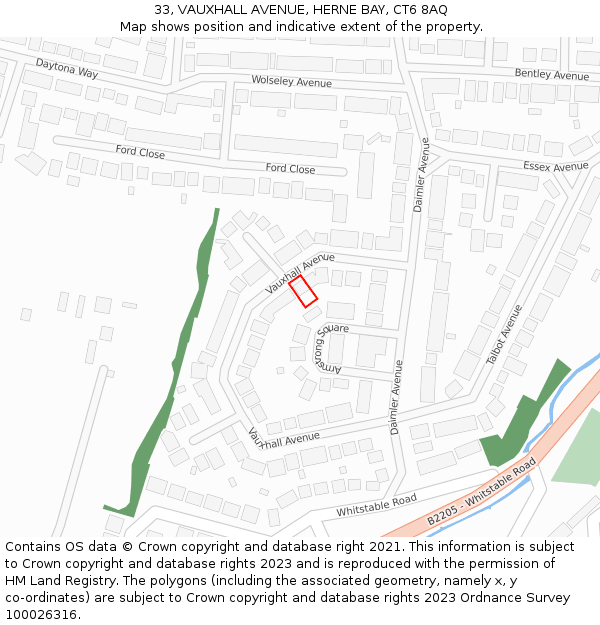 33, VAUXHALL AVENUE, HERNE BAY, CT6 8AQ: Location map and indicative extent of plot