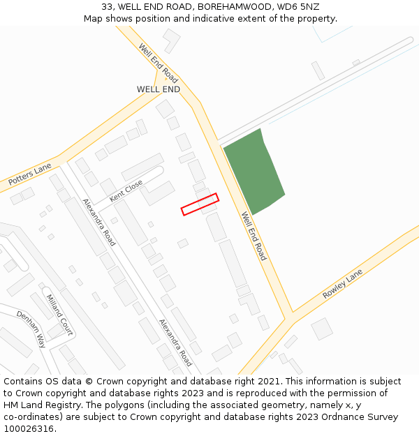 33, WELL END ROAD, BOREHAMWOOD, WD6 5NZ: Location map and indicative extent of plot