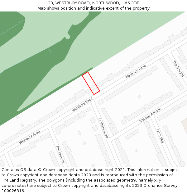 33, WESTBURY ROAD, NORTHWOOD, HA6 3DB: Location map and indicative extent of plot