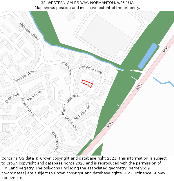 33, WESTERN GALES WAY, NORMANTON, WF6 1UA: Location map and indicative extent of plot