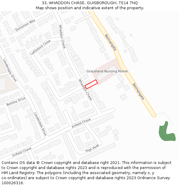 33, WHADDON CHASE, GUISBOROUGH, TS14 7NQ: Location map and indicative extent of plot