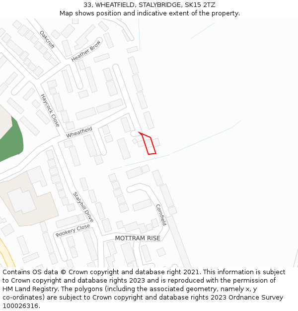 33, WHEATFIELD, STALYBRIDGE, SK15 2TZ: Location map and indicative extent of plot