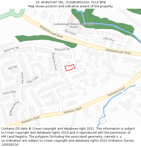 33, WHINCHAT TAIL, GUISBOROUGH, TS14 8PW: Location map and indicative extent of plot