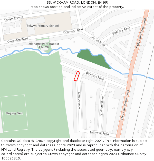 33, WICKHAM ROAD, LONDON, E4 9JR: Location map and indicative extent of plot