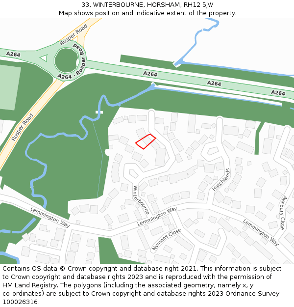 33, WINTERBOURNE, HORSHAM, RH12 5JW: Location map and indicative extent of plot