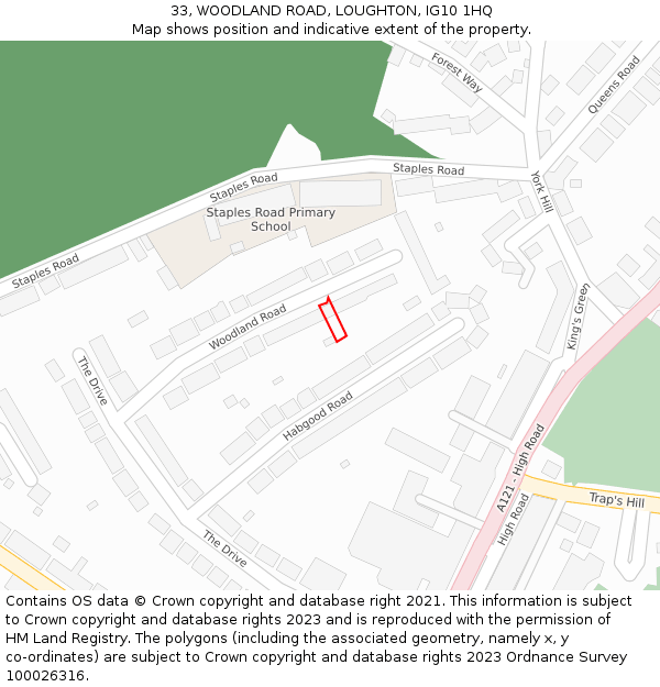 33, WOODLAND ROAD, LOUGHTON, IG10 1HQ: Location map and indicative extent of plot