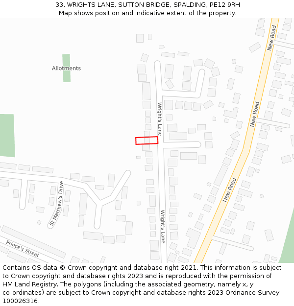 33, WRIGHTS LANE, SUTTON BRIDGE, SPALDING, PE12 9RH: Location map and indicative extent of plot