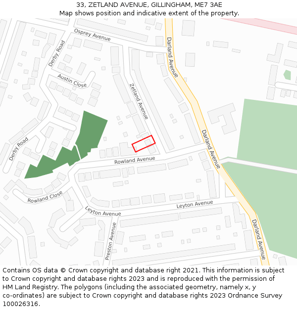 33, ZETLAND AVENUE, GILLINGHAM, ME7 3AE: Location map and indicative extent of plot