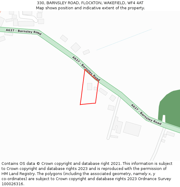 330, BARNSLEY ROAD, FLOCKTON, WAKEFIELD, WF4 4AT: Location map and indicative extent of plot